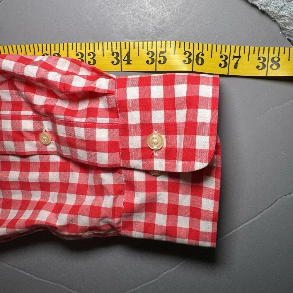 Polo Ralph Lauren Shirt XXL 2XL Non Iron Gingham Plaid Red Long Sleeve Button